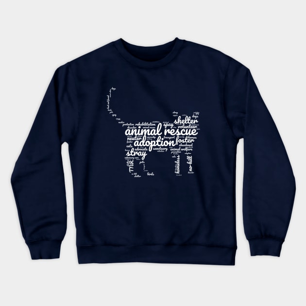 Animal Rescue Word-cloud Crewneck Sweatshirt by KayBee Gift Shop